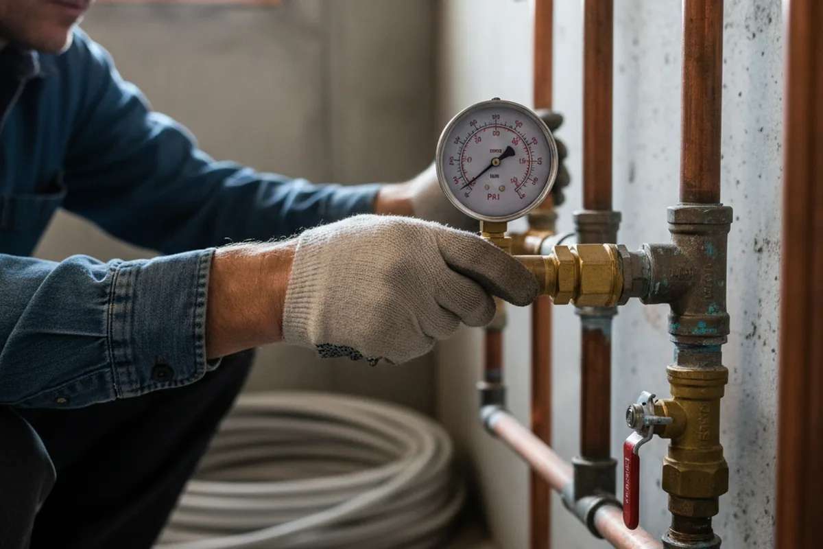 Pressure testing a repaired line during Water Line Repair in Opa Locka